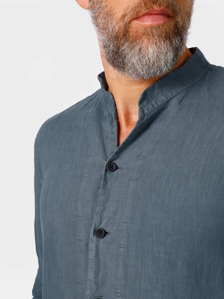 Chemise homme col montant Bleu moyen, vue détaillée