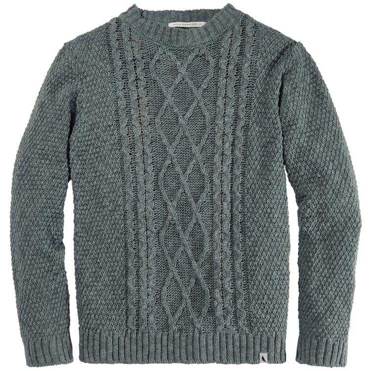 Men sweater linen cotton, Blue-gray