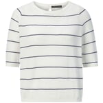 T-shirt til damer med knap i nakken Hvid-blå