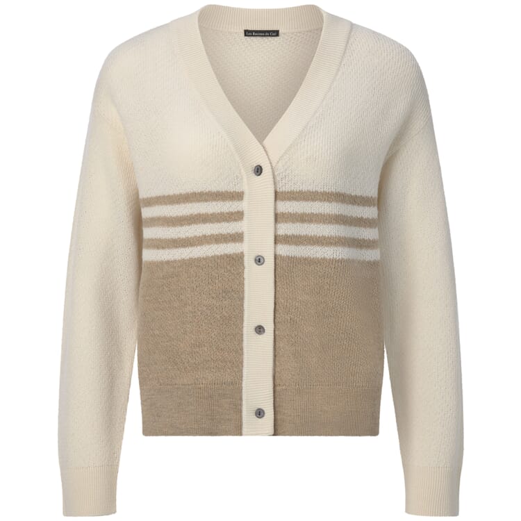 Cardigan til damer, Hvid-beige