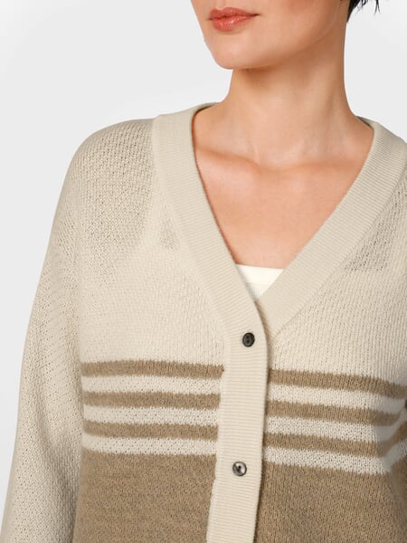 Damen-Cardigan Weiß-Beige, Detailsicht