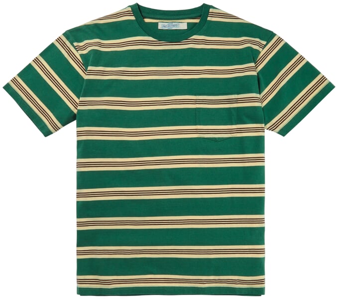 Men T-shirt 1971 stripes Green-Ecru
