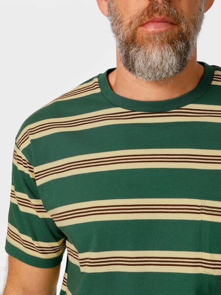 T-shirt homme 1971 à rayures Vert écru, vue détaillée