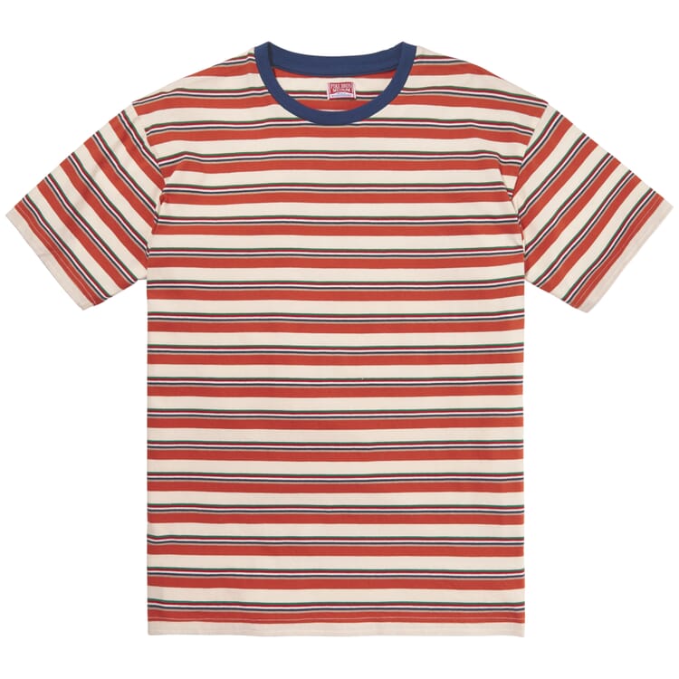 Heren T-shirt 1967 Strepen, Oranje-Ecru