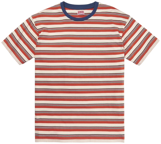 T-shirt homme 1967 à rayures Orange-Ecru