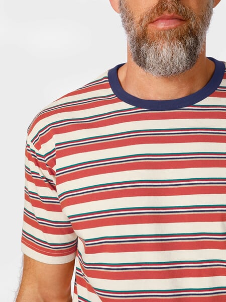 Herren-T-Shirt 1967 Streifen Orange-Ecru, Detailsicht