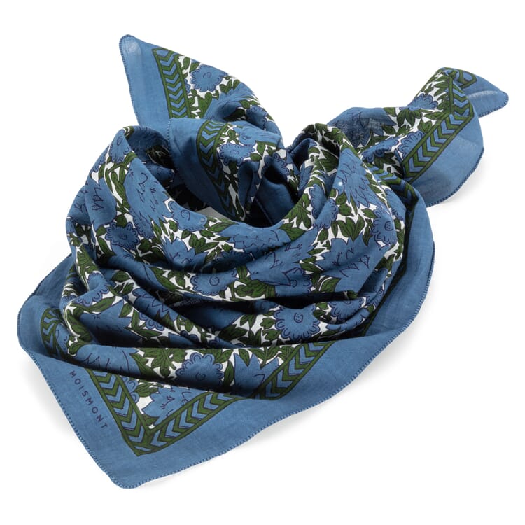 Foulard femme floral, bleu-vert