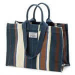 Women's bag block stripes, petrol-brown