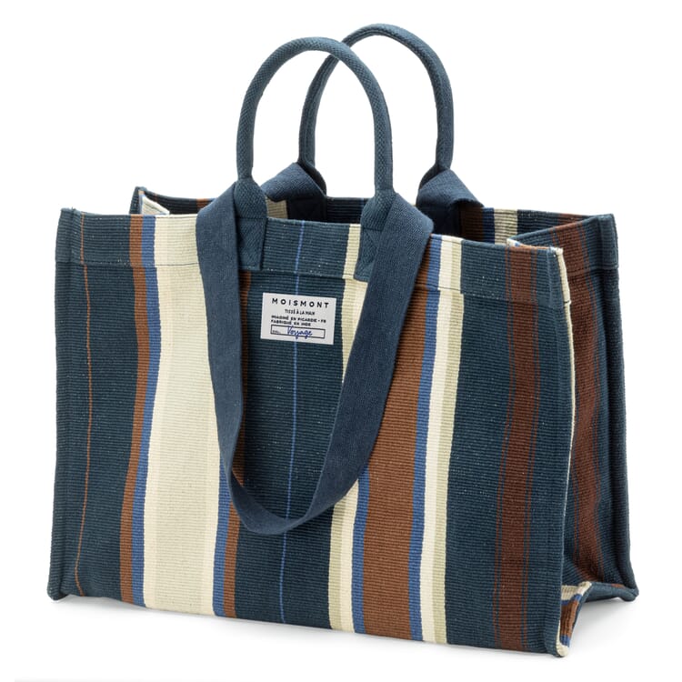 Women's bag block stripes, petrol-brown