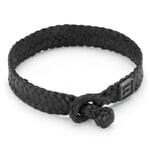 Men leather bracelet braided Black