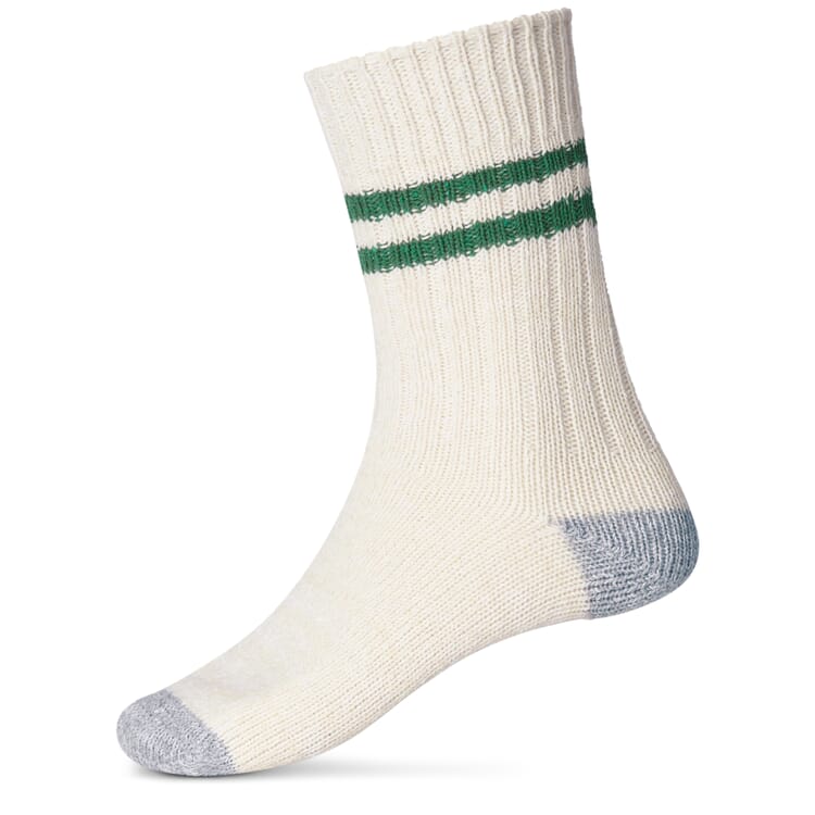 Unisex-Socke mit Ringel, Naturweiß-Grün