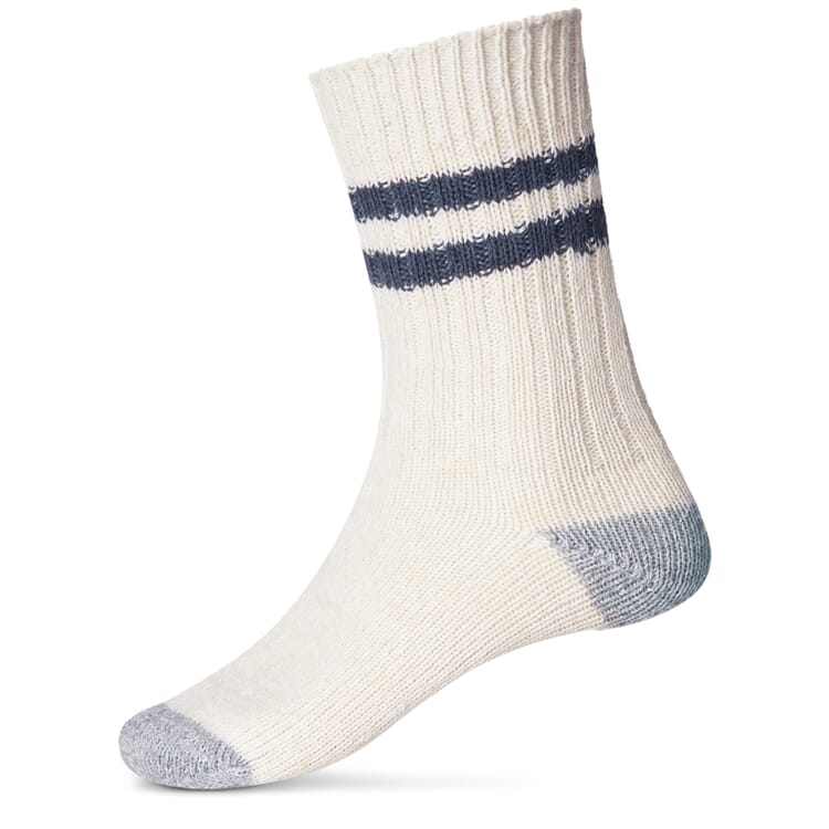 Unisex-Socke mit Ringeln, Naturweiß-Blau