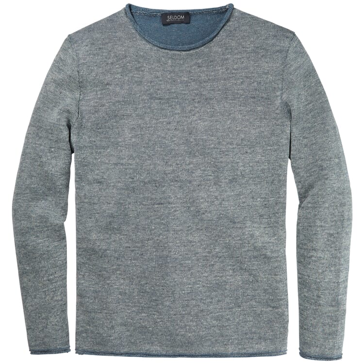 Men's round neck sweater, Gray-blue