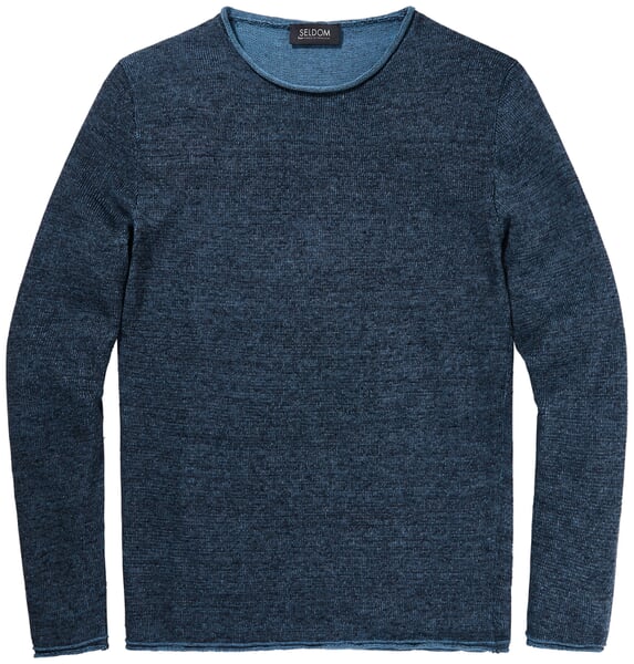 Herren-Rundhalspullover Blau-Bleu