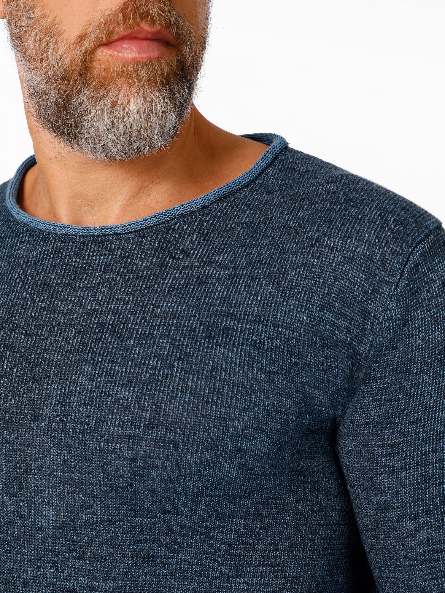 Men s round neck sweater Blue Leu Manufactum