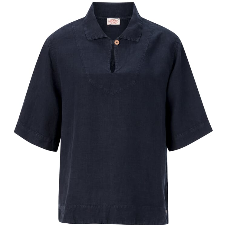 Chemisier en lin pour femme à enfiler, Bleu foncé