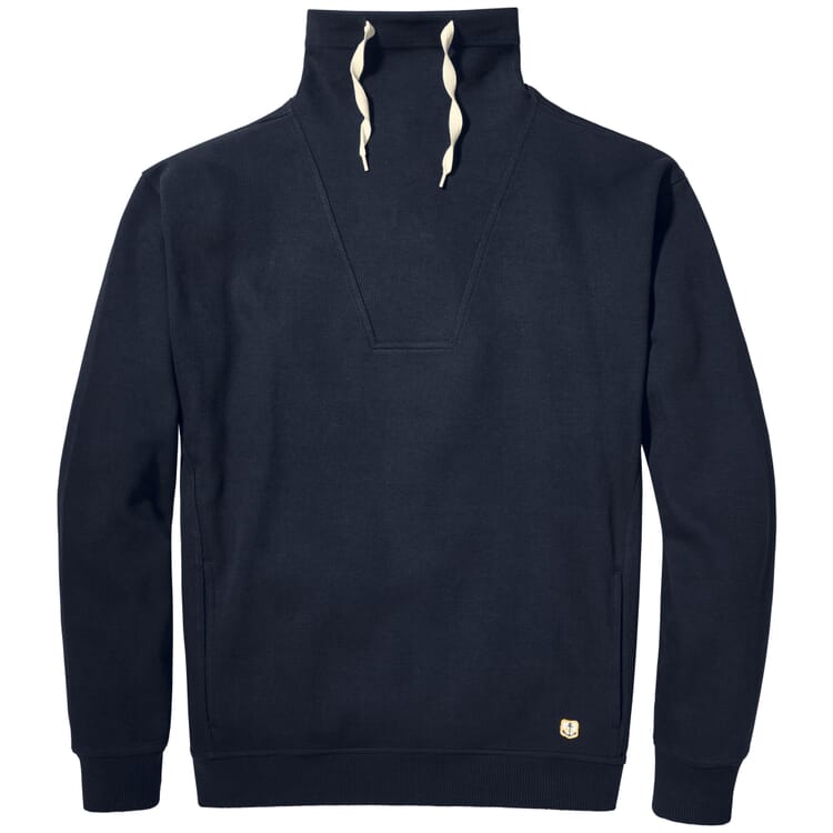 Sweatshirt til mænd med stand-up-krave, Mørkeblå