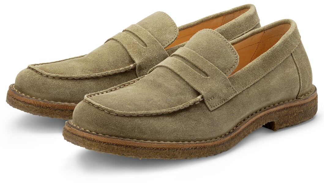 Herren-Loafer Rauleder Graugrün