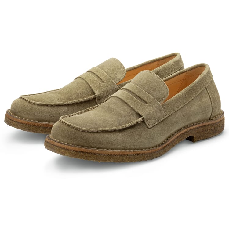 Mens Loafer Suede Leather, Grey green