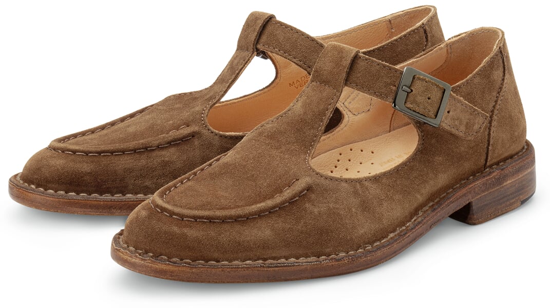 Damen-Loafer mit Riemen Braun