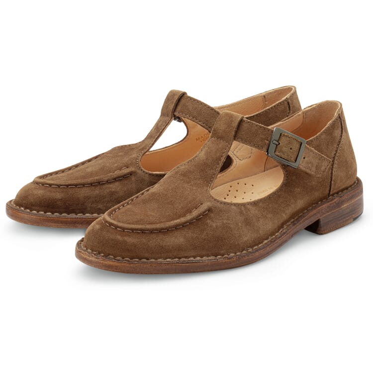 Ladies loafers with straps, Brown