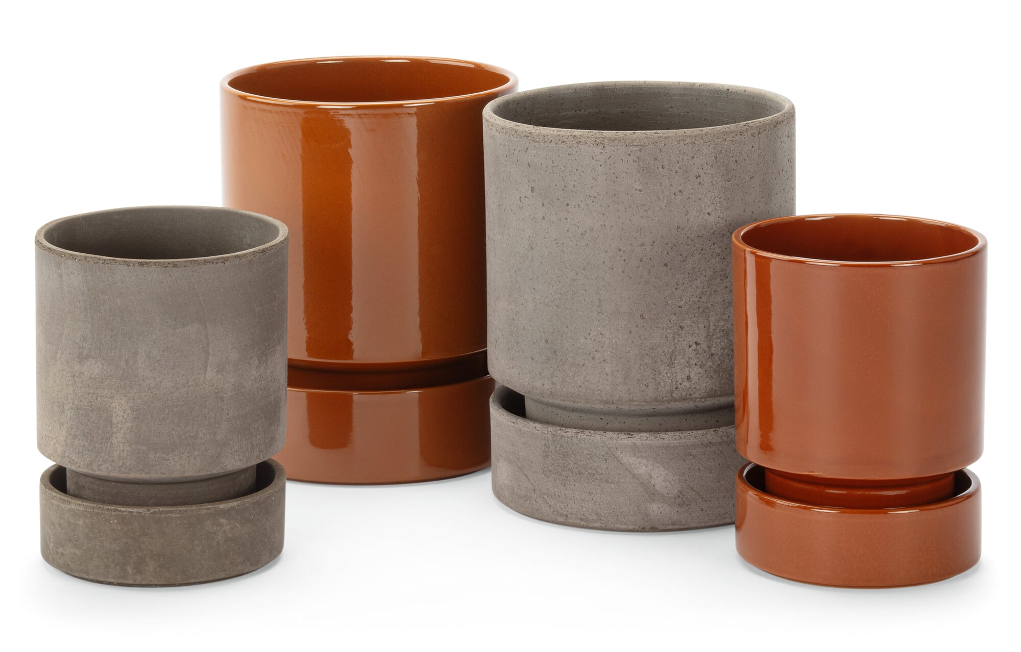 Hoff Übertopf mit Untersetzer, Rohes Grau, Ø 14 cm