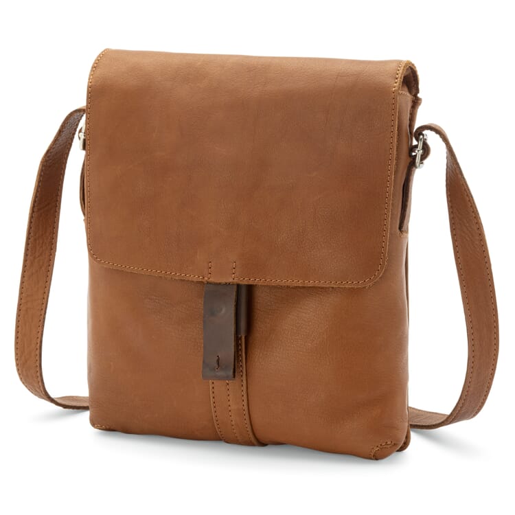 Bolso cruzado de piel para hombre, coñac