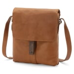 Cross-body-taske i læder til mænd, cognac