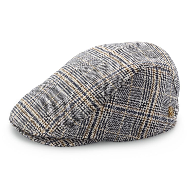 Flad kasket til mænd med tern, Navy-beige