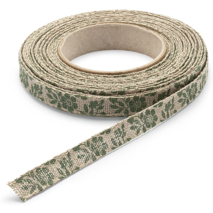 Gavebånd i hør 1 cm, Blomster