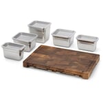 Set Frankfurter Brett Basic with stainless steel container set Walnut end grain