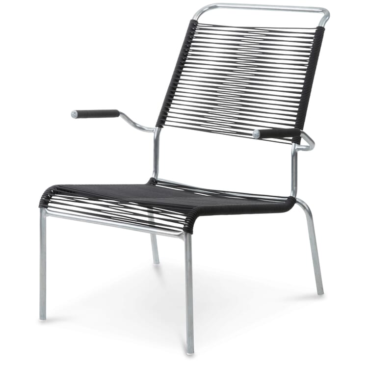 Chaise à dossier haut Säntis, galvanisée à chaud, Noir
