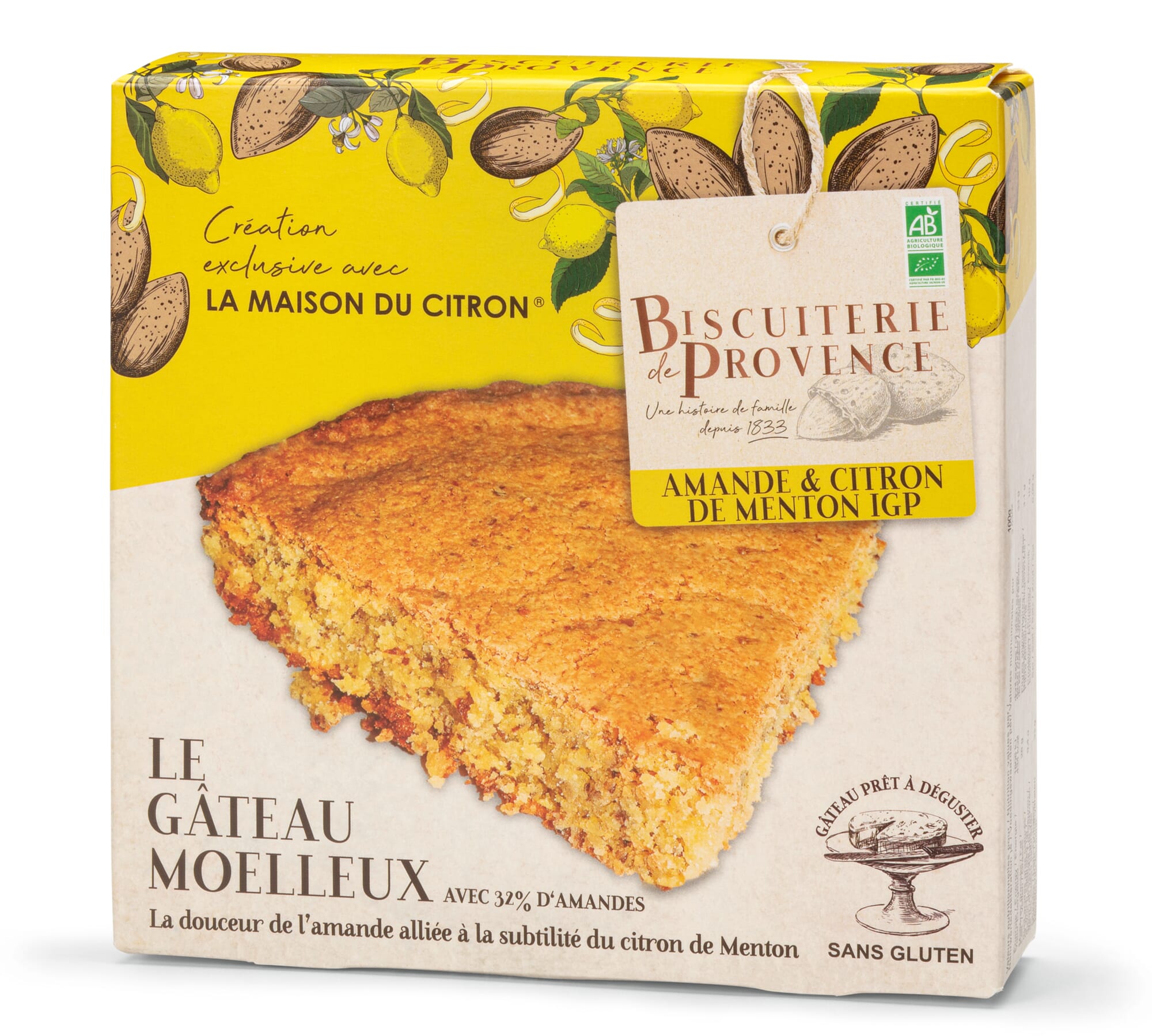 Organic almond cake with lemon