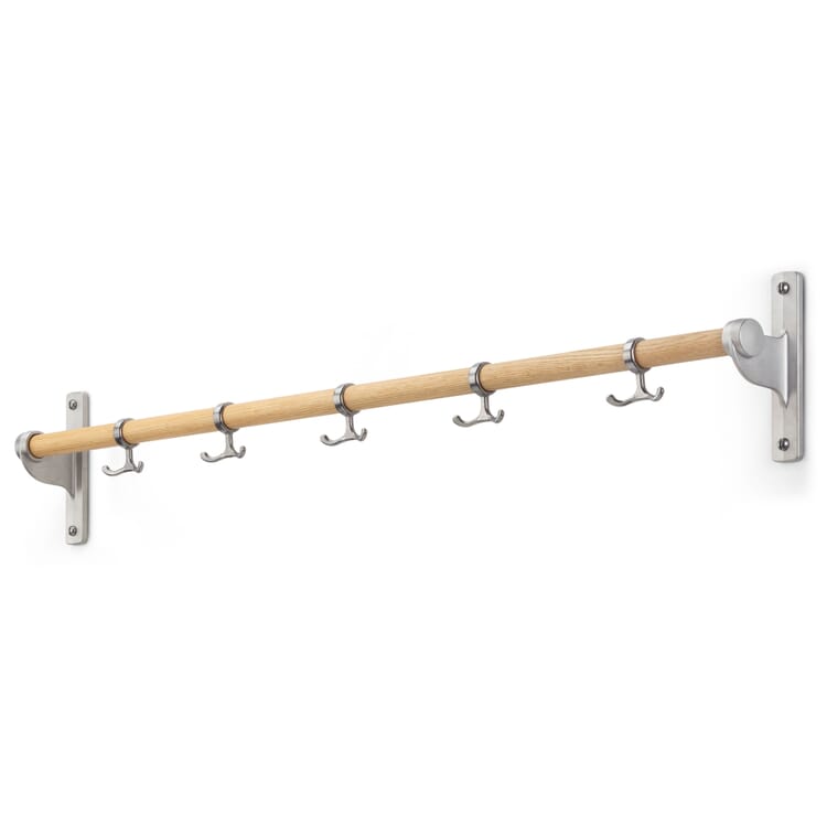 Hook rail aluminum and oak, Polished