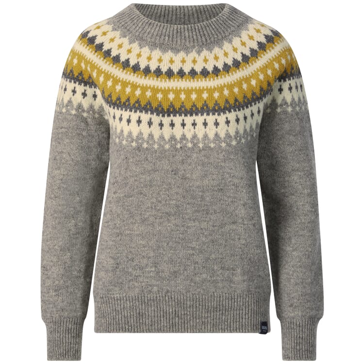 Women's Crew-Neck Sweater, Gray-Ochre