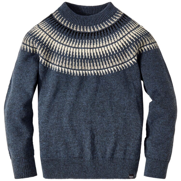Men's round neck sweater, Blue-Grey