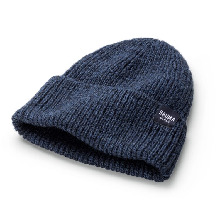 Unisex strikket hue i rib, Blue