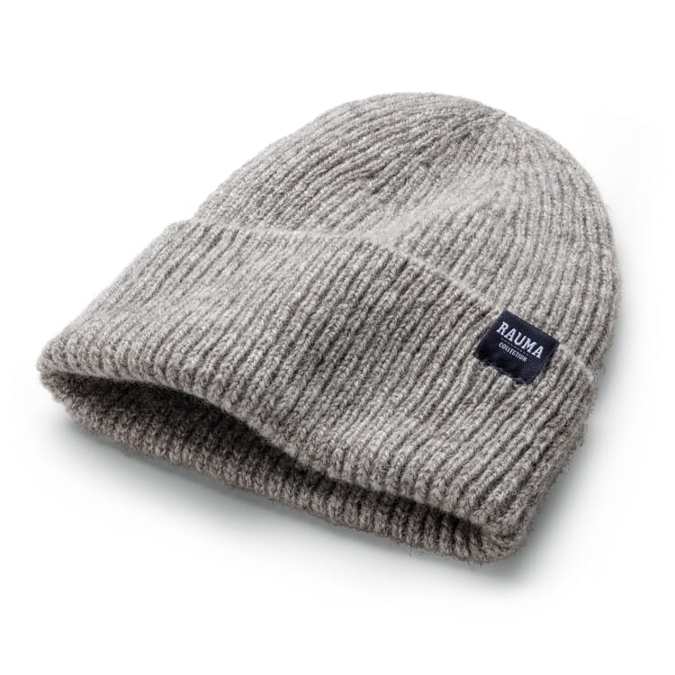 Unisex strikket hue i rib, Grå
