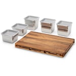 Set Frankfurter Brett Mono con juego de recipientes de acero inoxidable Nogal