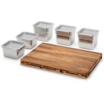 Set Frankfurter Brett Mono with stainless steel container set Walnut