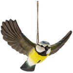 Flyvende blåmejse håndskåret i lindetræ