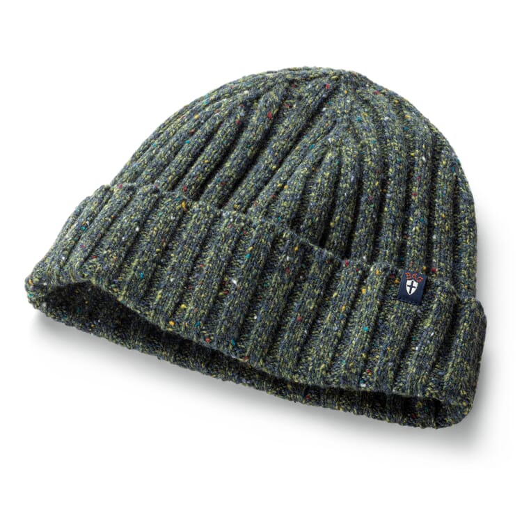 Gebreide muts rib, Groene melange