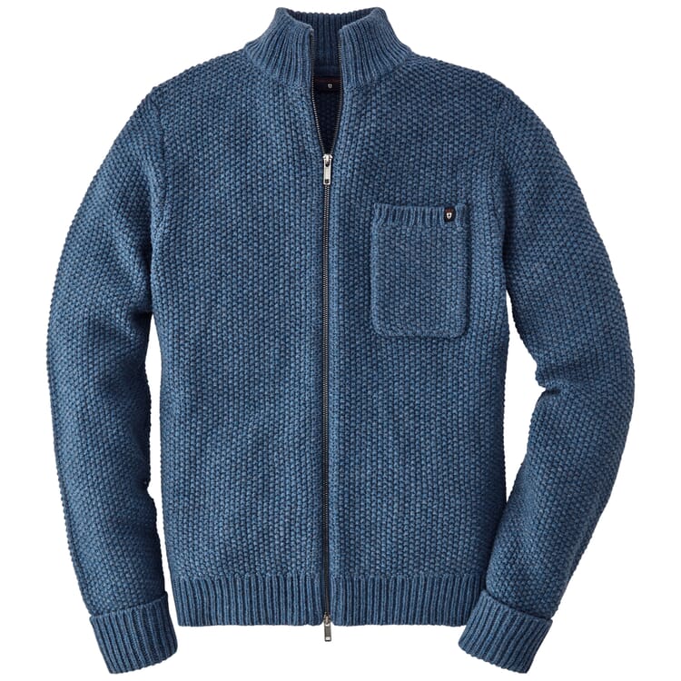 Cardigan til mænd med brystlomme, Medium blå