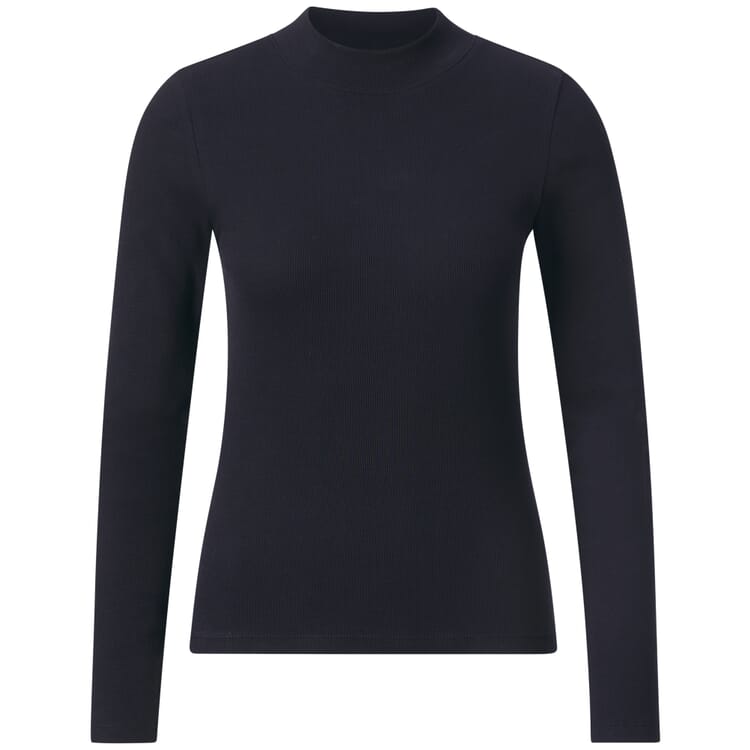 Dames-geribd shirt met lange mouwen"., Donkerblauw