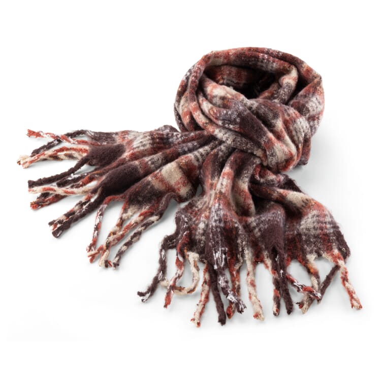 Women's plaid scarf, brown-red