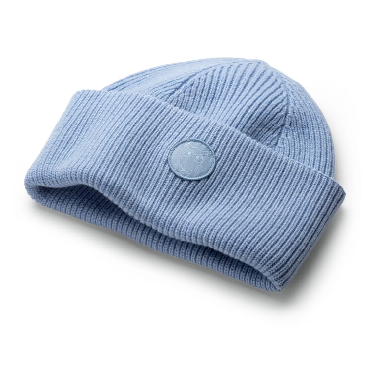 Bonnet tricoté côtelé pour femmes, Bleu