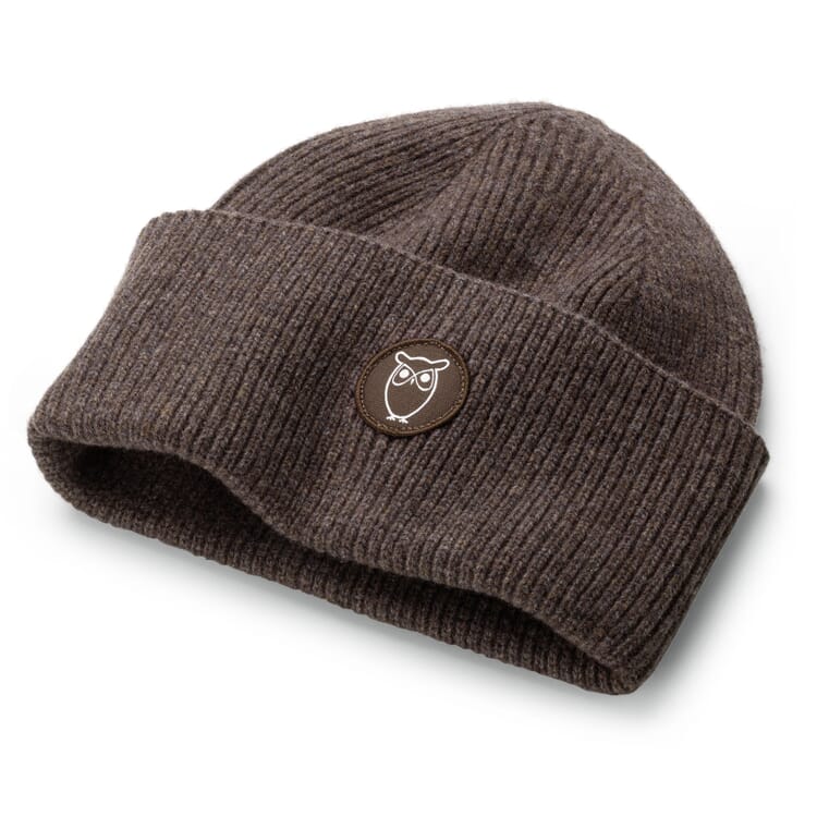 Women's knitted hat ribbed, Brown