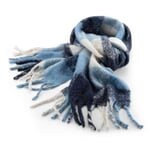 Ladies' scarf, large plaid, blue and white