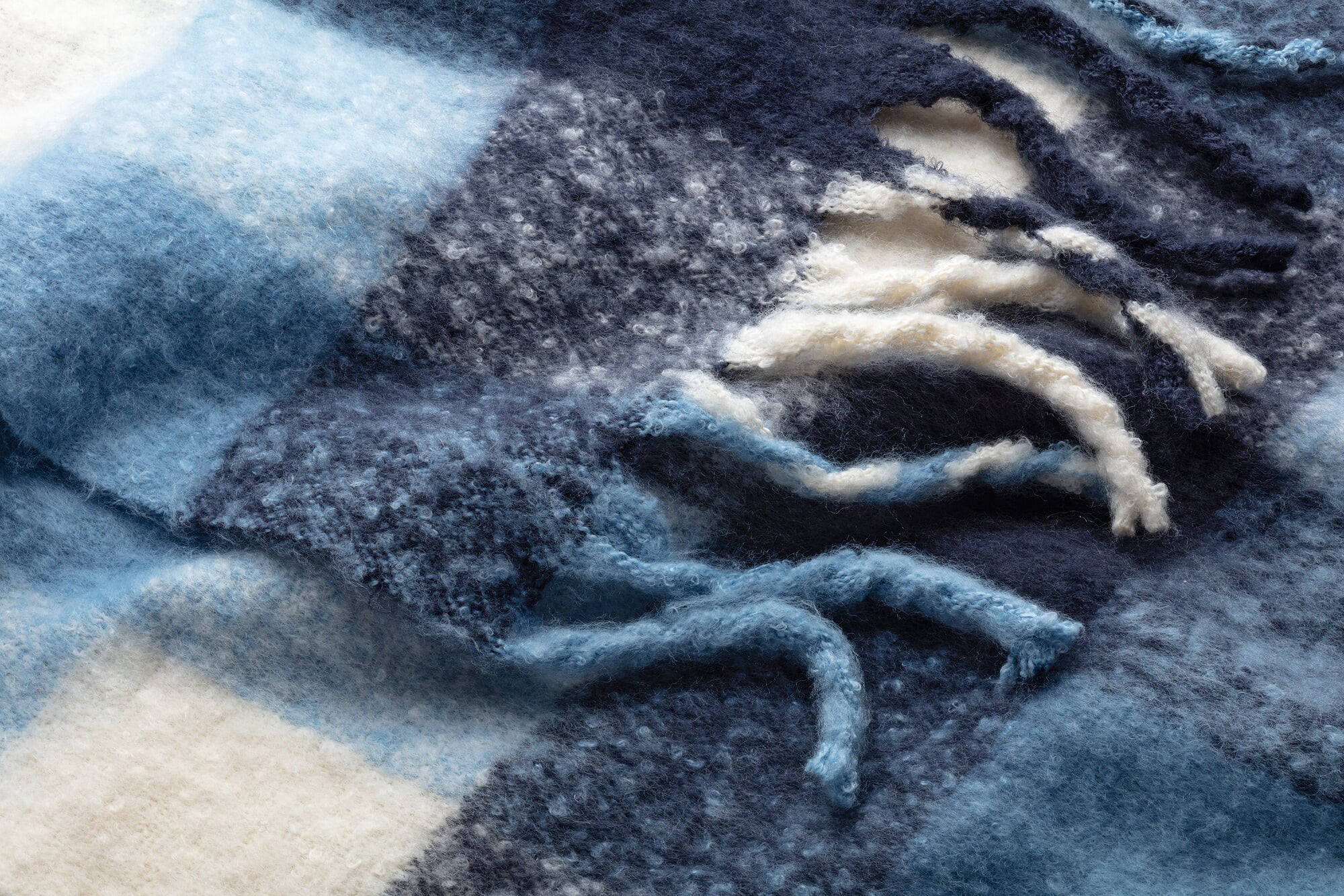 Écharpe D'été Lieblingsstück Bleu Et Blanc – Coton Léger Avec Franges