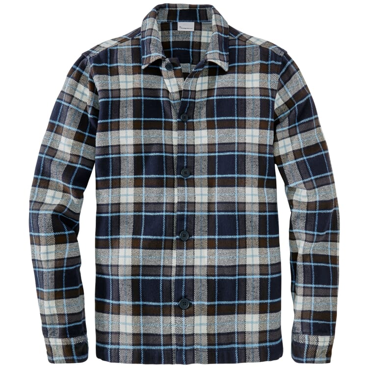 Herenoverhemd jasje flanel, Blauwbruin
